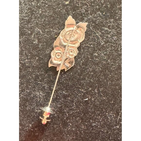 Vintage Sterling Silver Anson Flower Stick Pin – Cute Little Rose for Your Lapel - Picture 3 of 5